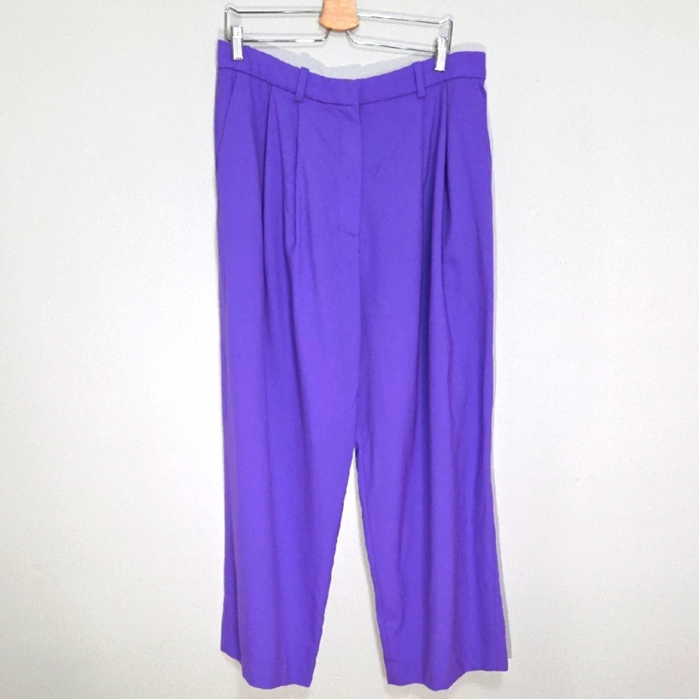 Purple High-Waist Pleated Women's Trousers